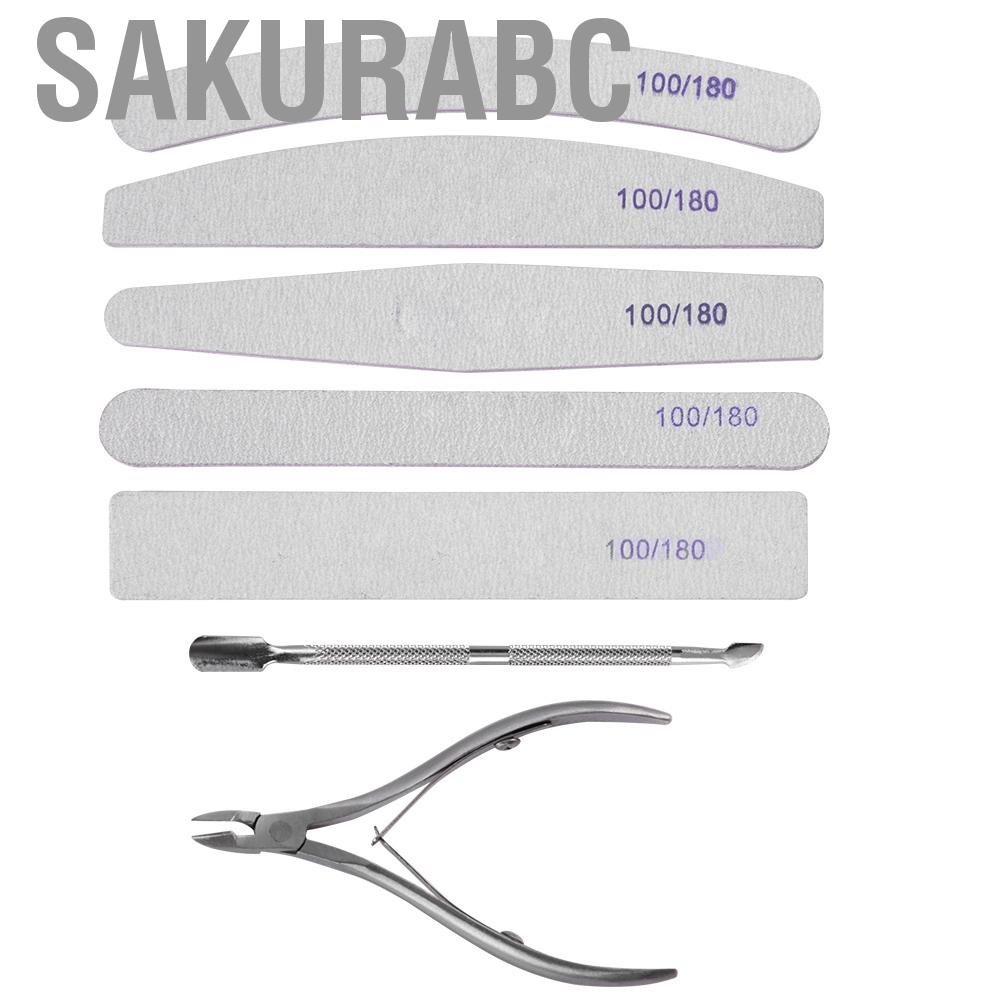 Sakurabc 8pcs Professional Nail Art Manicure Pedicure Tool Set Sanding