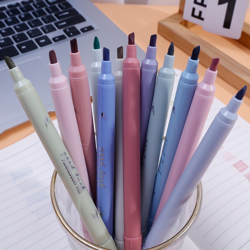 Bộ 4 Bút Màu Nước / Bút Đánh Dấu Hai Đầu Nhiều Màu Sắc Dùng Trong Trường Học / Văn Phòng Phẩm diy