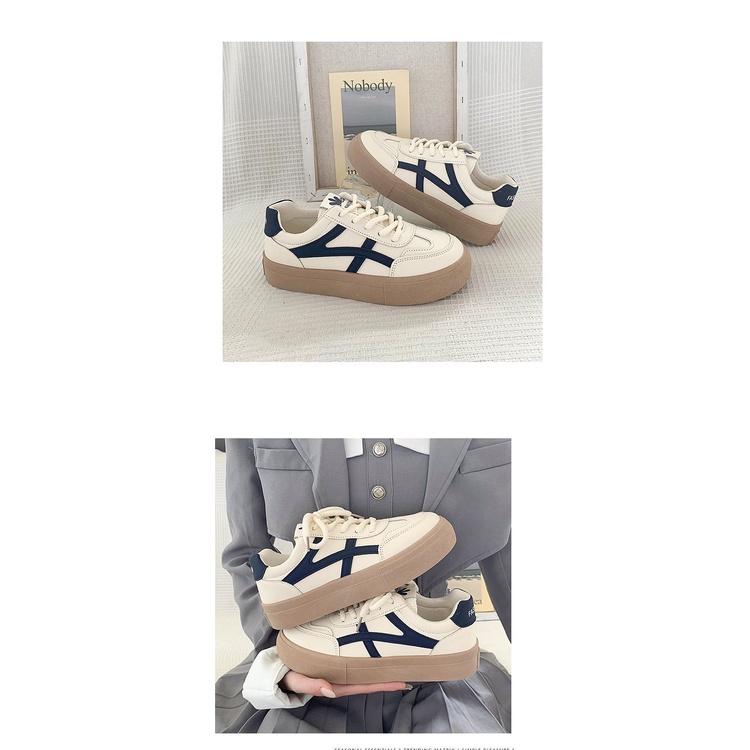 Giày Thể Thao Đế Bằng Màu Trắng Thời Trang Cho Nữ