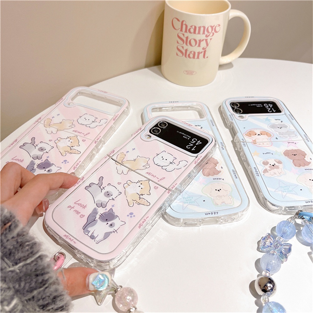 Dễ Thương Ốp Điện Thoại Dẻo Màu Đen In Hình Chó Mèo Hoạt Hình Đáng Yêu Cho samsung galaxy z flip4 flip3 5g funda z flip 3 4 5 zflip5 zflip4