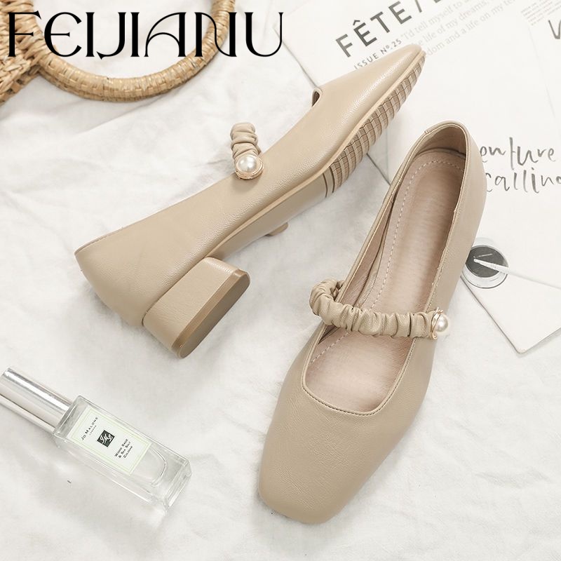 FEIJIANU  Dép Nữ giày búp bê nữ dép đế cao đi biển Thoải Mái Thời Trang Mùa Hè Cho Nữ Đế linh hoạt FDL23C02EW 49Z231204