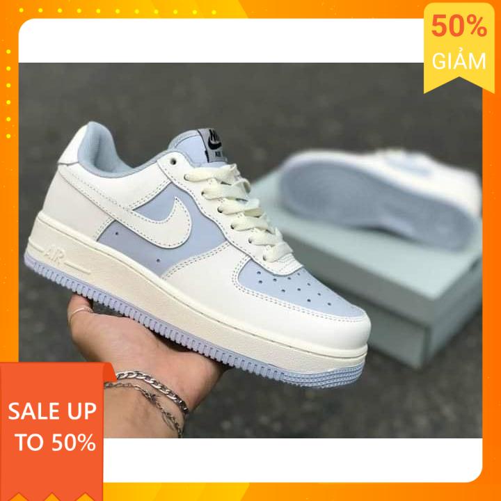 Giày AF1 màu trắng xanh baby blue , Giày thể thao air force 1 trắng xanh kem hàng quảng châu mới 2024