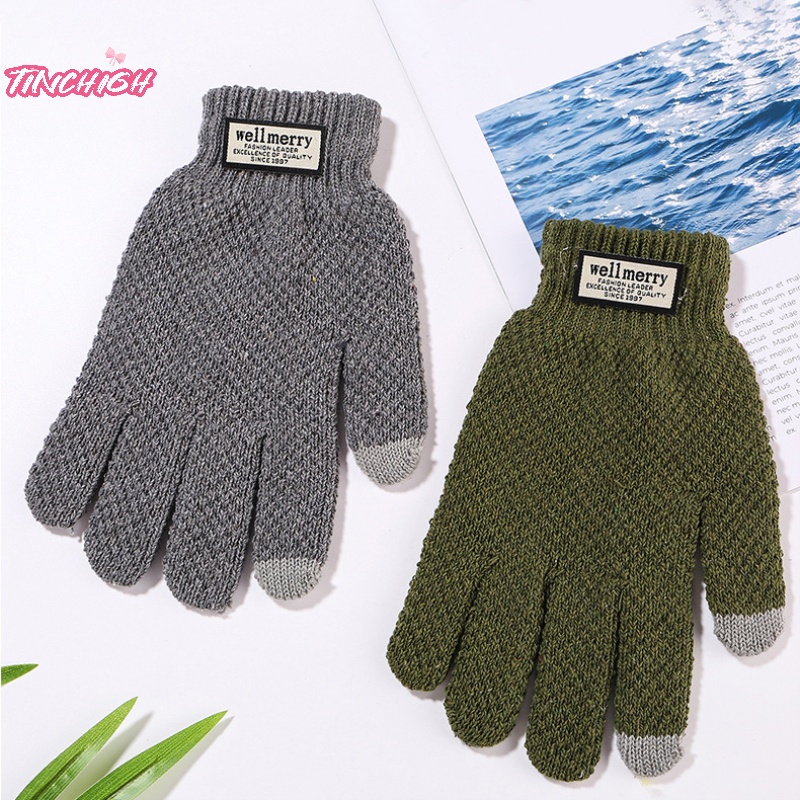 1 Đôi Găng Tay Giữ Ấm Mùa Đông Chống Gió Dệt Kim Dày Dặn Có Thể Dùng Màn Hình Cảm Ứng Dành Cho Nam Nữ
