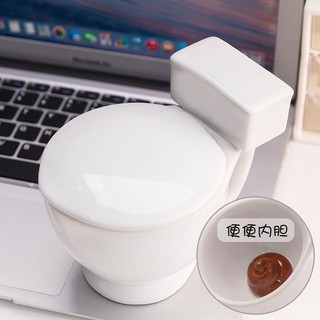 Spot# Toilet-Style Funny Water Cup Ceramic Mug Cake Cup with Lid Strange Cup for Birthday Gift 12cc