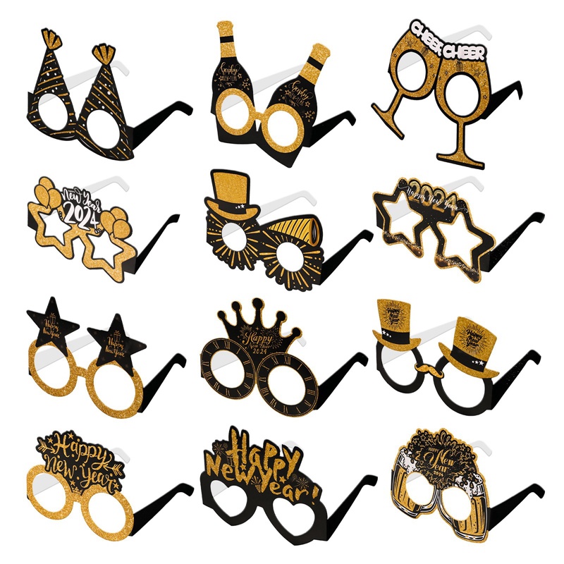 Bộ 12 Kính Giấy 3d Xinh Xắn Theo Phong Cách Năm Mới 2024