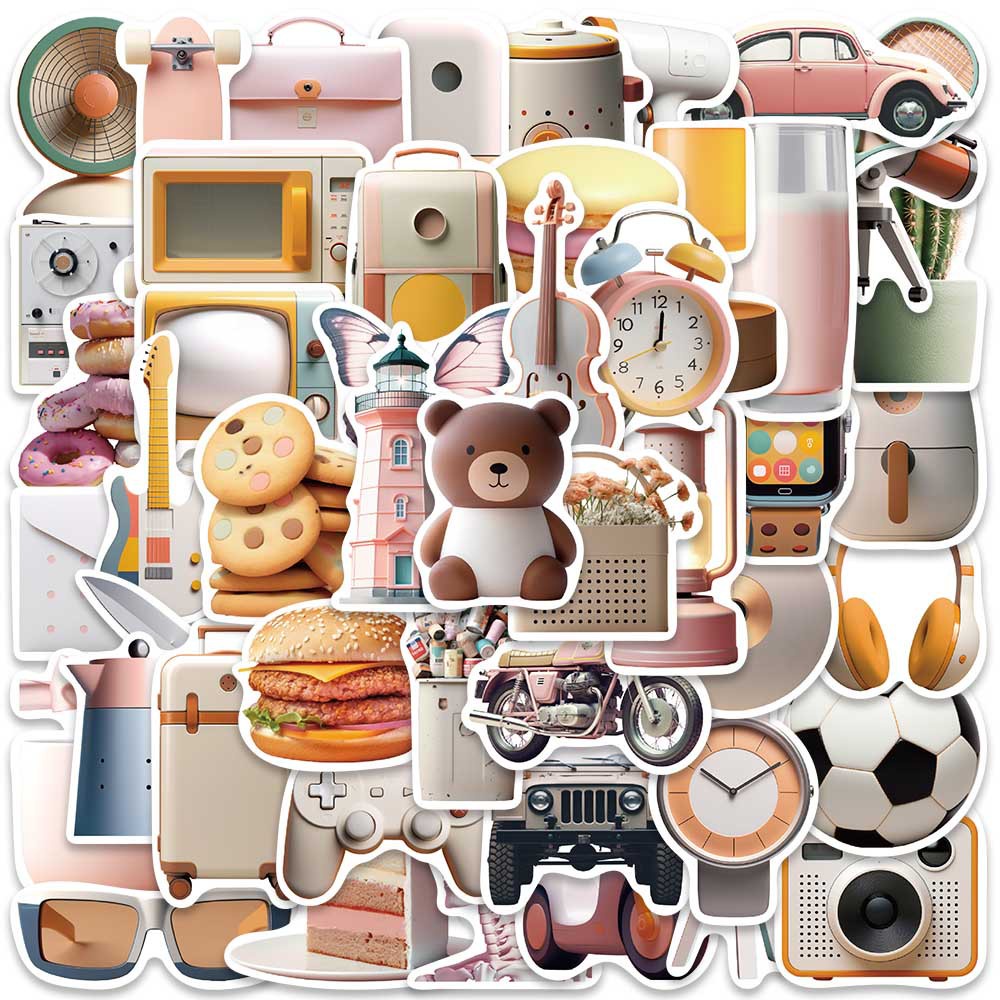 Bộ 50 Miếng Dán Trang Trí Mũ Bảo Hiểm / Bút Chì Phong Cách macaron Chống Thấm Nước