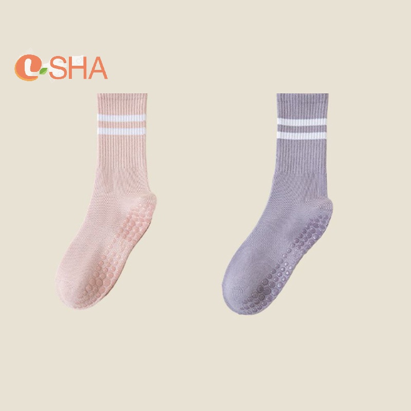 Vớ cotton Cổ Cao Vừa Chống Trượt Màu Trơn Tập yoga Trong Nhà Cho Nữ