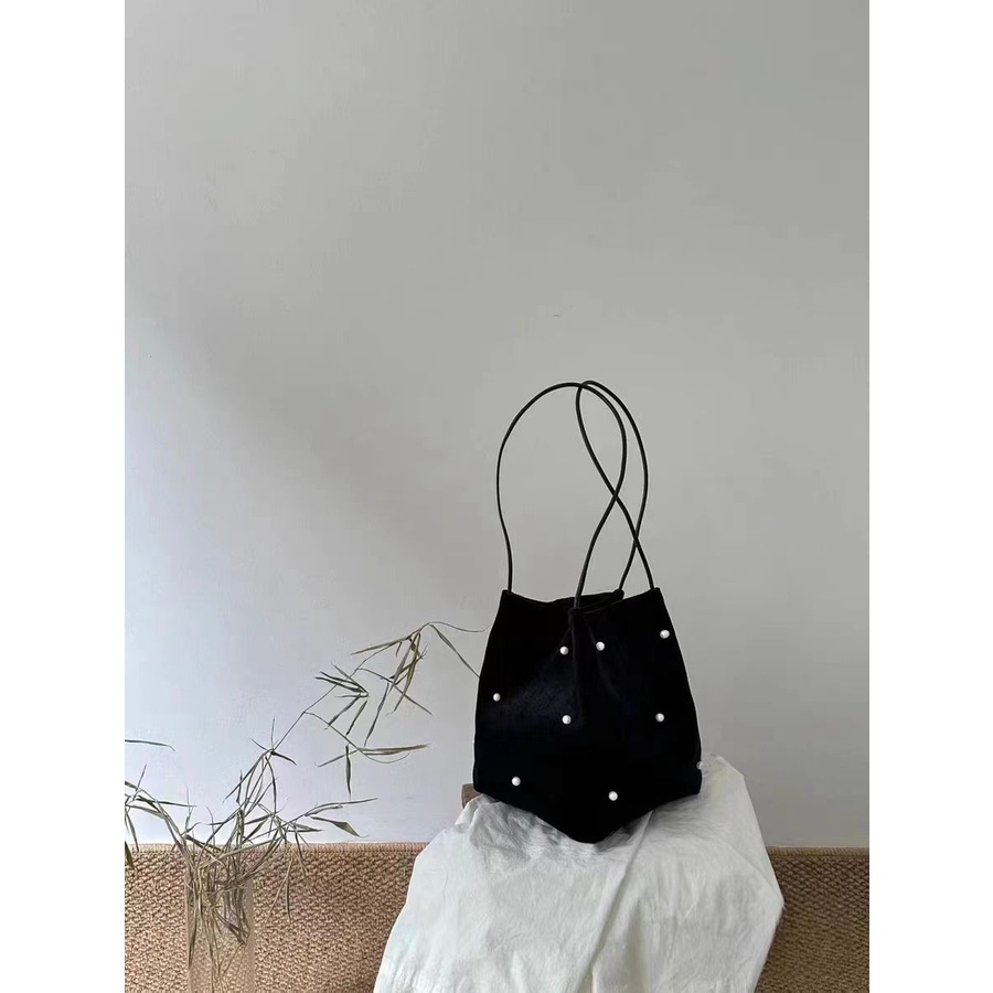 Túi Xách Đeo Vai Đan Len Màu Đen Dung Tích Lớn Phong Cách Trung Hoa Thời Trang Thu Đông Hàng Mới 2023 Dành Cho Bạn Nữ