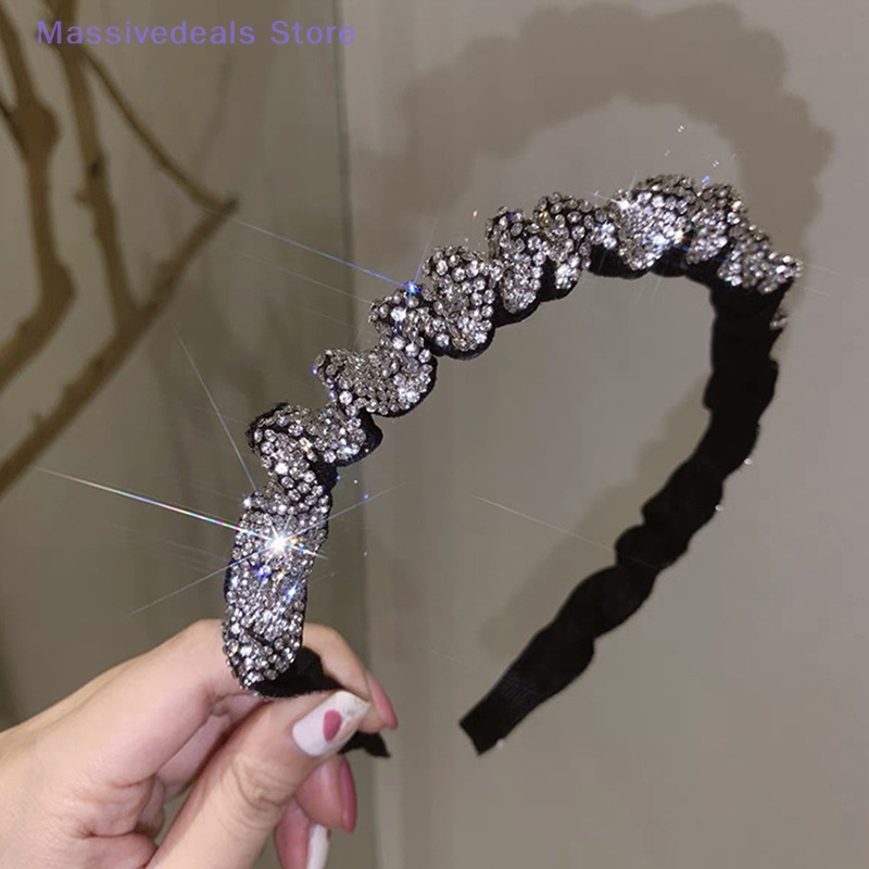 Băng Đô Cài Tóc Đính Đá Đen Trắng Phong Cách vintage Cho Nữ Mới