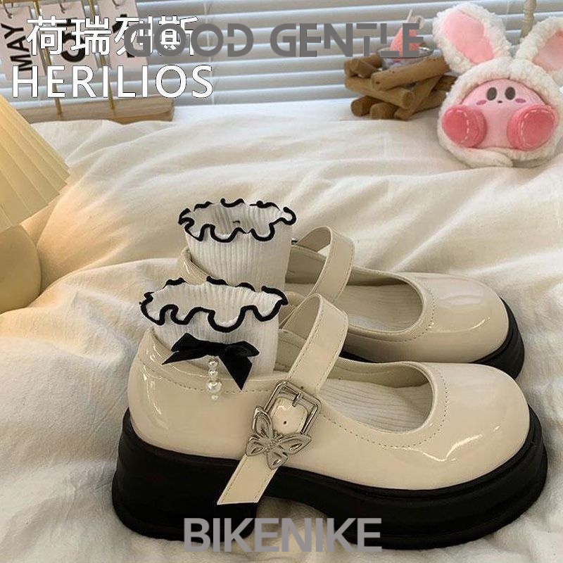 BIKENIKE Giày búp bê giày nữ 2023 NEW Mùa hè Vintage England phong cách thiết lập Mary Jane đơn giày23073105