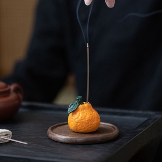 Spot# Creative Ceramic Tangerine Incense Burner Lucky Home Indoor Incense Stick and Base Incense Holder Zen Tea Room Aromatherapy Stove 12cc