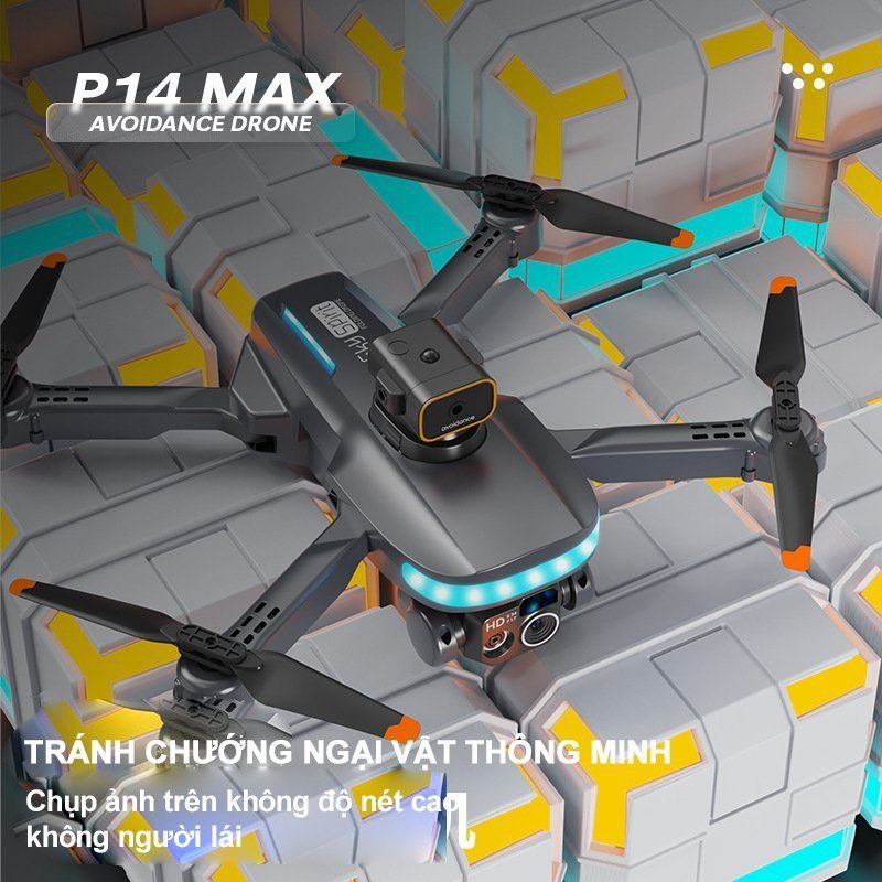 Flycam máy bay điều khiển từ xa, Flycam mini P14 dung lượng pin 1800 mAh, camera kép HD góc rộng 120 độ GD518