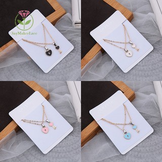 Set 2 vòng cổ mặt hình chìa khóa ổ khóa / trái tim lãng mạn cho cặp đôi