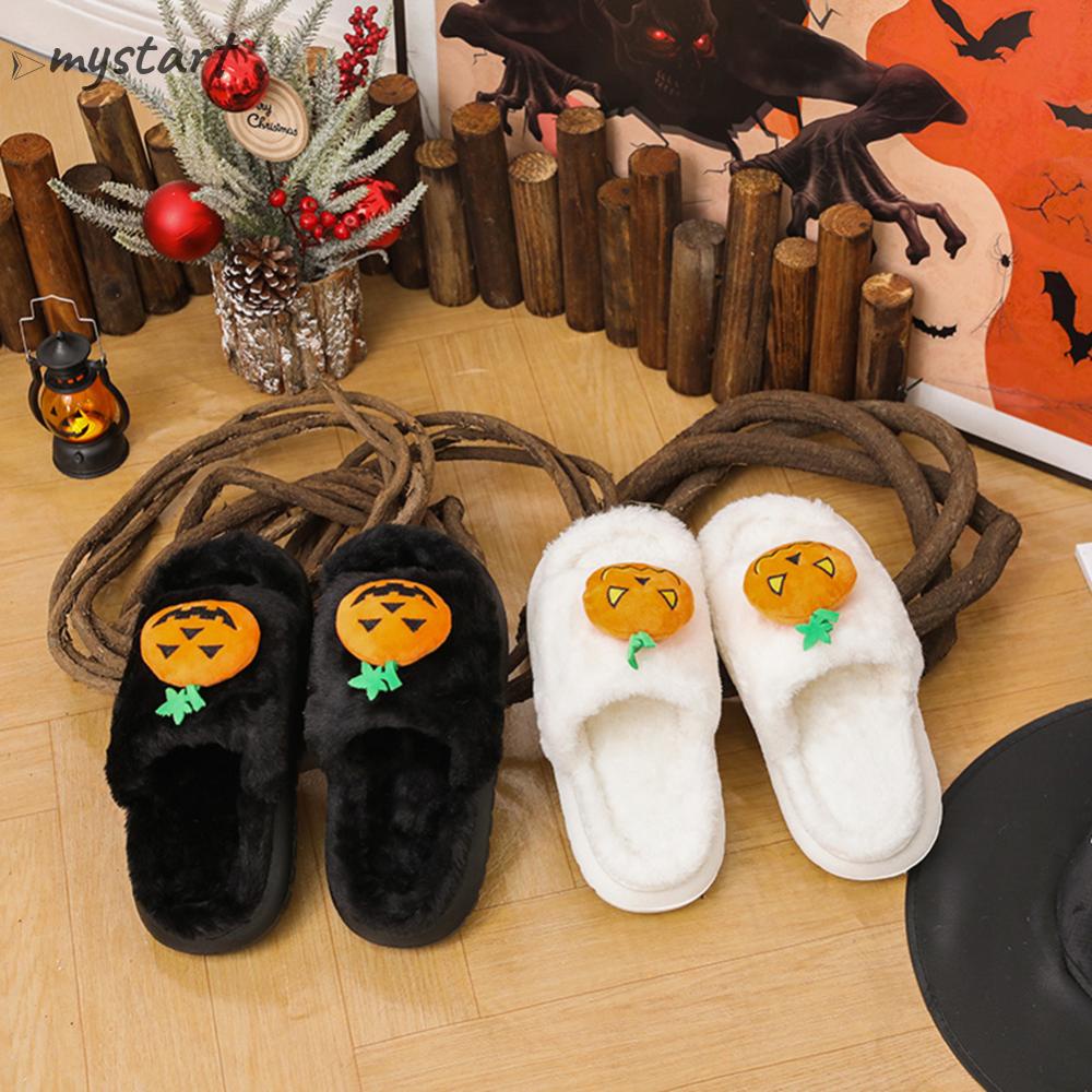Dép Bông Đi Trong Nhà Chống Trượt Hình Bí Ngô Halloween Vui Nhộn