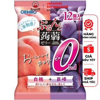 THẠCH RAU CÂU ORIHIRO MIX 2 VỊ NHO TÍM VÀ ĐÀO (12*20G )