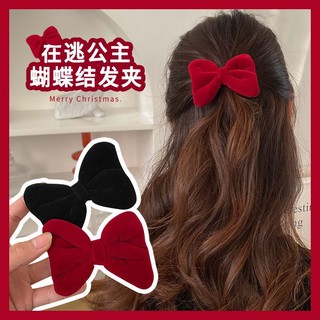 Kẹp Tóc Nơ Nhung Đỏ Mừng Năm Mới