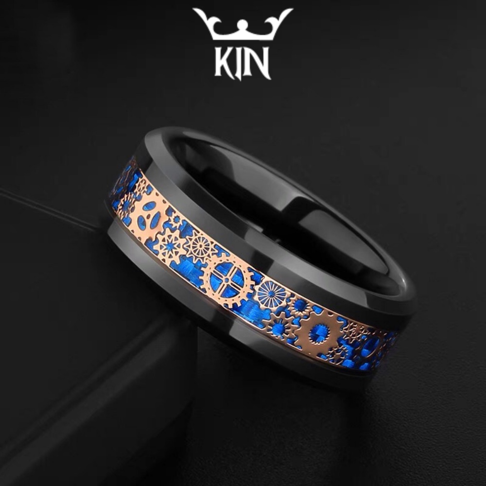 Nhẫn Nam Titan Sawtooth Họa Tiết Hoa Văn Độc Đáo Thời Trang Cá Tính Karin Accessories