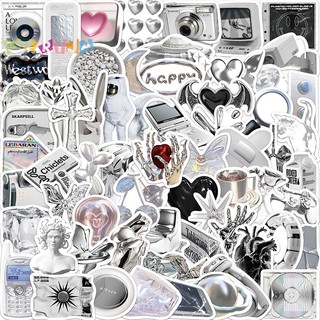 Bộ 66 miếng dán màu bạc kiểu graffiti đơn giản hiện đại trang trí vali / laptop