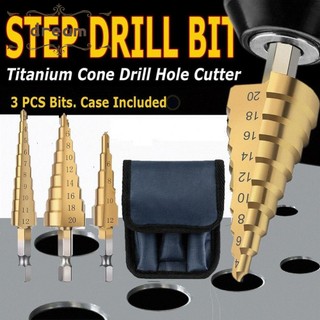 Drill Bits Steel Step Drill Set Step Drill 1/4\" Hex Shank 3pcs Useful