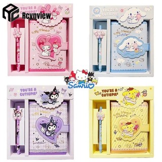SANRIO Bộ Sổ Tay Ghi Chú Khóa Nam Châm Hình Kuromi Cinnamoroll Hello Kitty Đáng Yêu Dành Cho Học Sinh