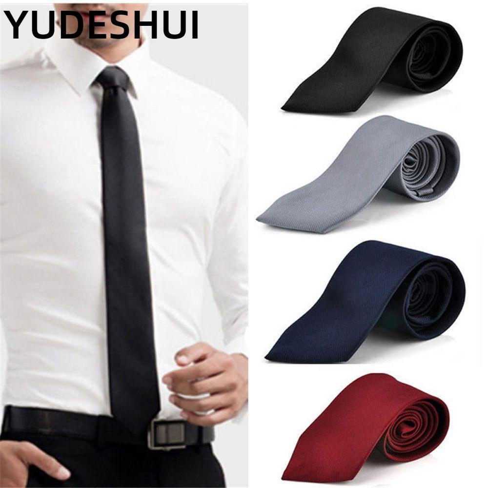 YUDESHUI Cà vạt vải lụa màu trơn nhiều màu sắc thời trang cho nam