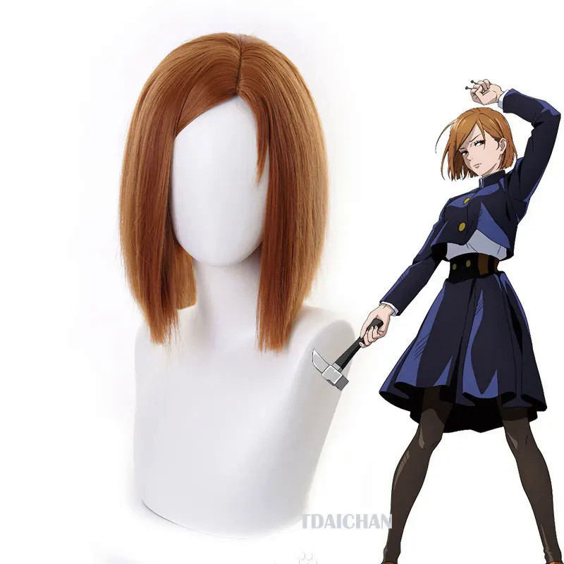 Tóc giả cosplay Nobara Kugisaki từ Jujutsu Kaisen, kèm wig cap miễn phí