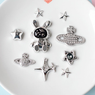 Retro Bạc Không Gian Thỏ Ngôi Sao Hành Tinh DIY Croc Jibz Charm Nút Giày Thời Trang Phụ Kiện#Decorative Xăng đan Nữ