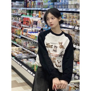 NRVP Mới Áo Thun Nữ Tay Dài 100% Cotton Cổ Tròn Oversize