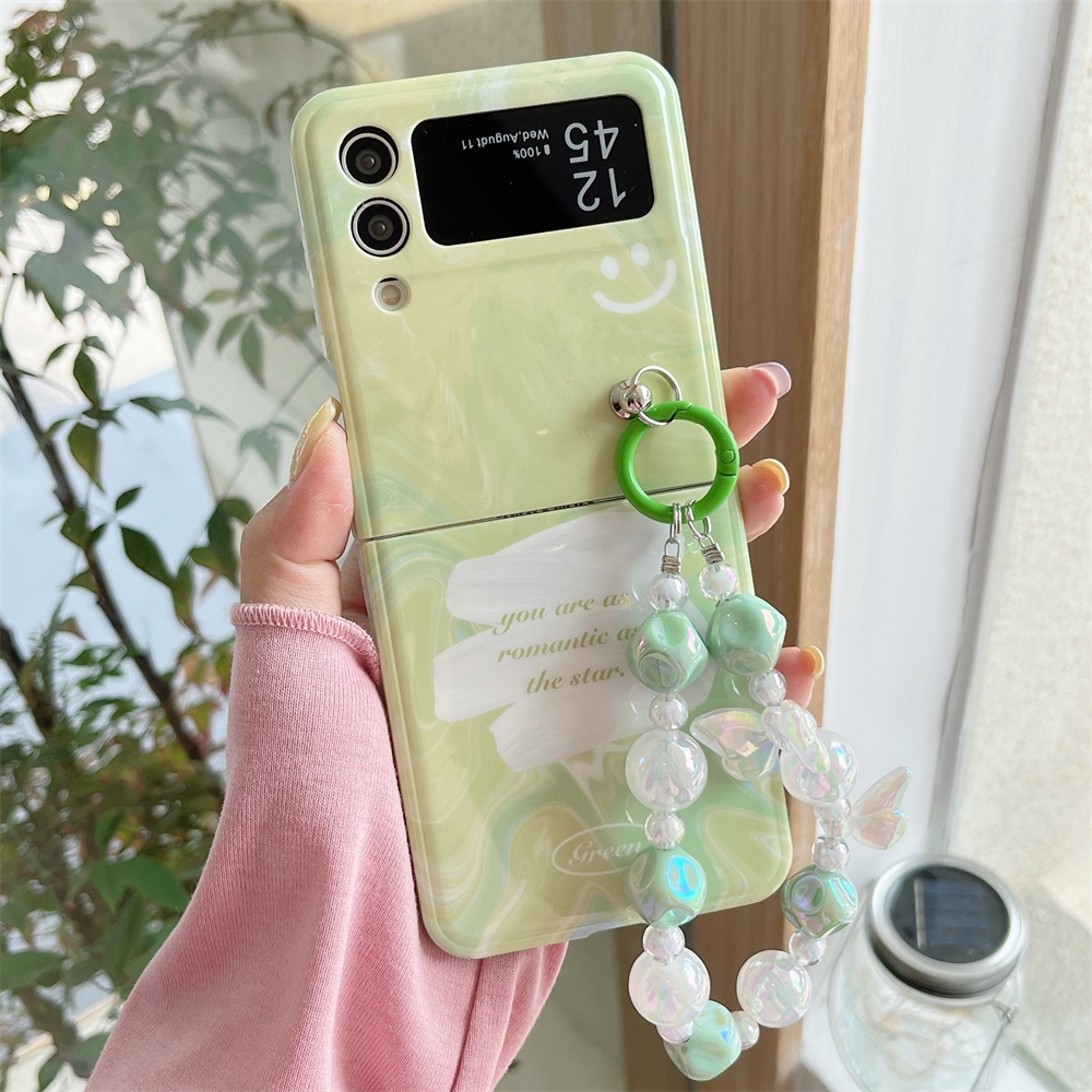 Điện Thoại Bao Da Viền Dẻo Họa Tiết Chữ graffiti Màu Xanh Lá Ngọc Thời Trang Cho samsung galaxy z flip 5 4 3 5g z flip5 zflip3 zflip4 Vỏ
