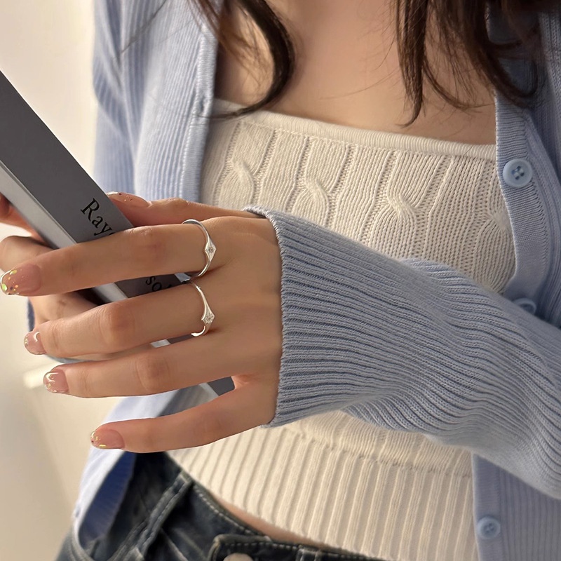 Nhẫn j065 Thiết Kế Hở Hình Ngôi Sao May Mắn Đính Đá Zircon Có Thể Điều Chỉnh Kích Cỡ