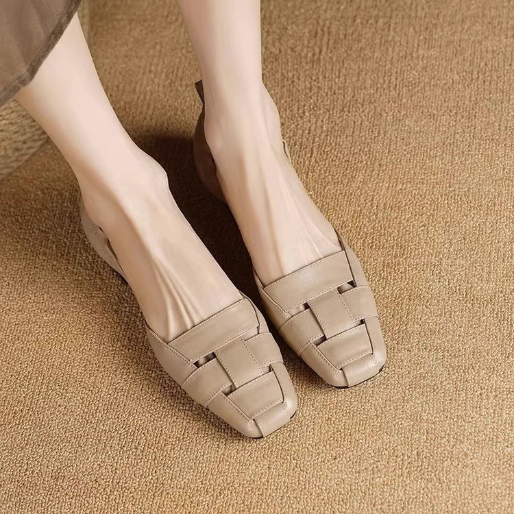 Giày Búp Bê Mũi Vuông Đế Thấp Thiết Kế Trẻ Trung Hợp Thời Trang