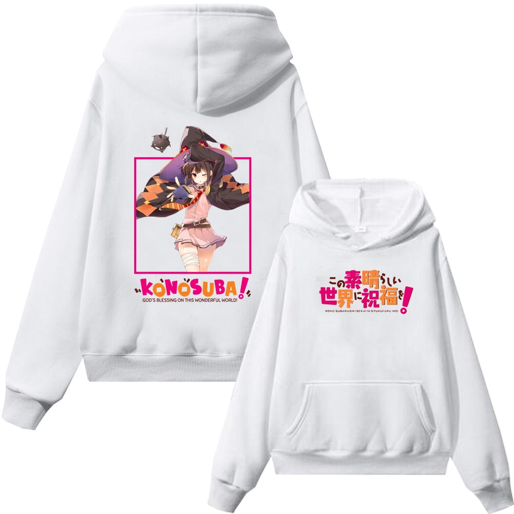 2023 anime konosuba megumin print hoodie dài tay áo chui đầu áo len unisex