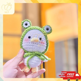 Móc khóa vịt mũ ếch handmade bằng len - móc khóa len làm quà tặng