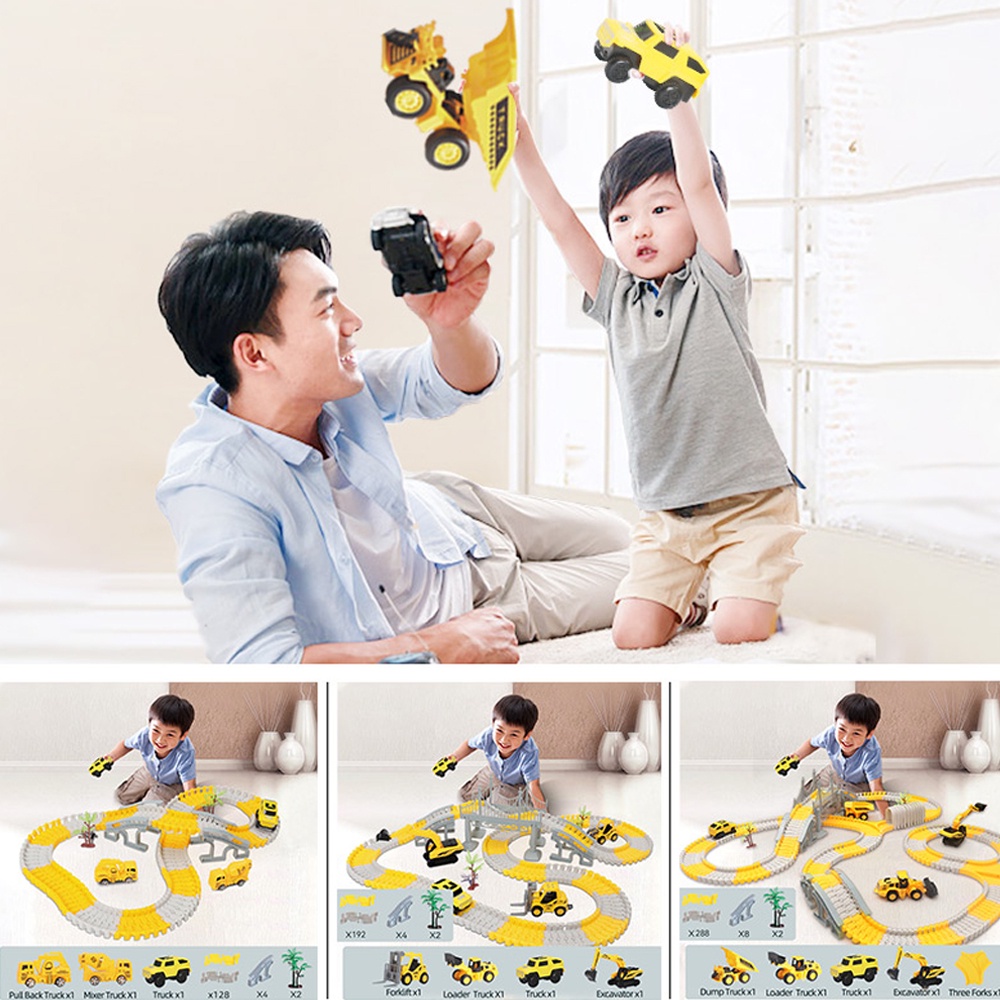 CONSTRUCTION RACE TRACKS FOR KIDS BOYS TOYS CAR TOY FLEXIBLE TRACK PLAYSET DIY RAILWAY