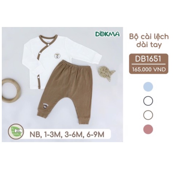 Dokma bộ sơ sinh cài lệch dài tay DB1651 mẹ sam