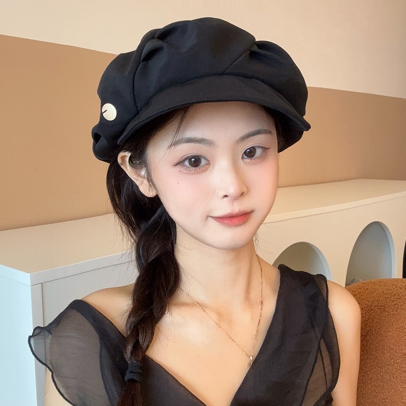 Mũ Nồi / Mũ Nồi Màu Trơn Xếp Ly Hình Đám Mây / Hình Đám Mây Kiểu vintage Hàn Quốc Thời Trang Thu Đông Cho Bạn Gái