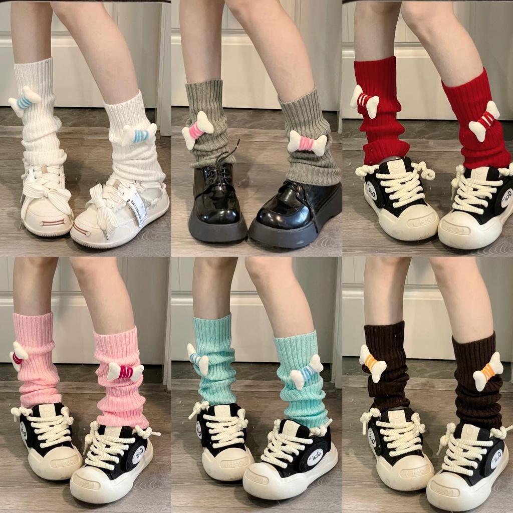 Dễ Thương Vớ Dệt Kim Giữ Ấm Chân Màu Kẹo Ngọt Phong Cách lolita Cho Nữ Sinh y2k