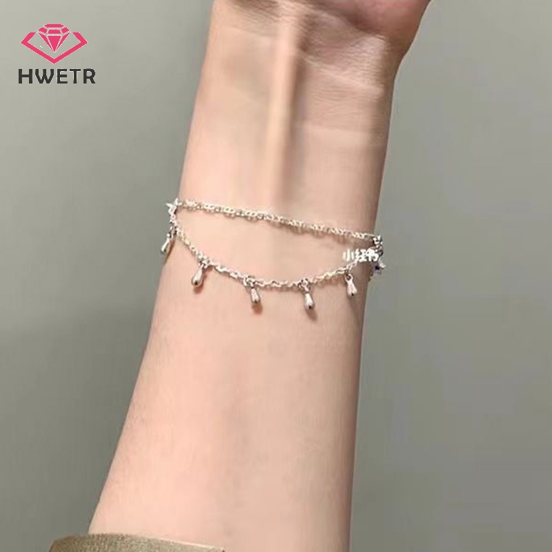 Hwetr Vòng Tay Dây Xích Mặt Ngôi Sao Năm Cánh Màu Xanh Dương Thanh Lịch Có Thể Điều Chỉnh Thời Trang Phong Cách Hàn Quốc Cho