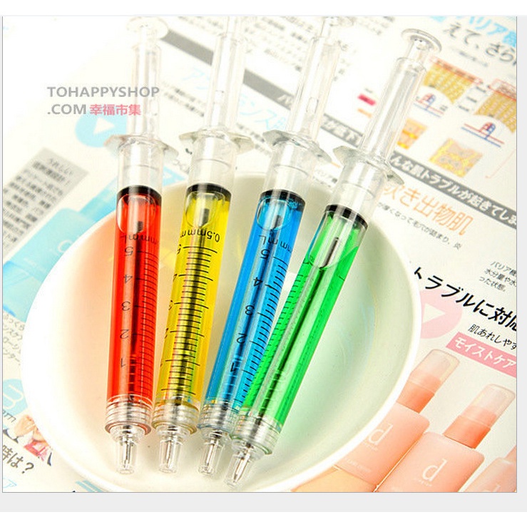 Bút Bi Mực Mịn Hình Kim Tiêm Độc Đáo Trang Trí Văn Phòng / Trường Học