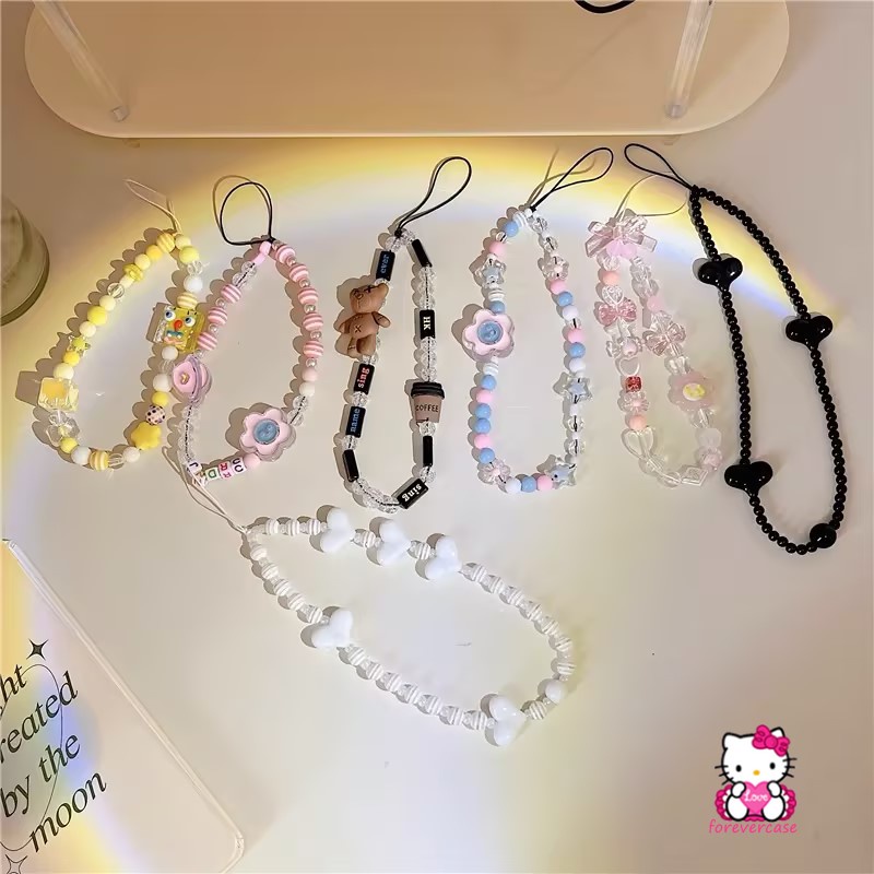 Dây Xích Điện Thoại Bằng acrylic Đa Năng Mặt Hình Nơ / Bông Hoa 3d Nhiều Màu Dễ Thương