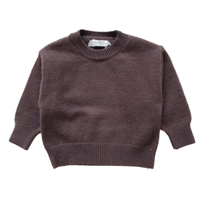 Áo sweater Cổ Tròn Màu Trơn Phong Cách Hàn Quốc Thời Trang Thu Đông Cho Bé