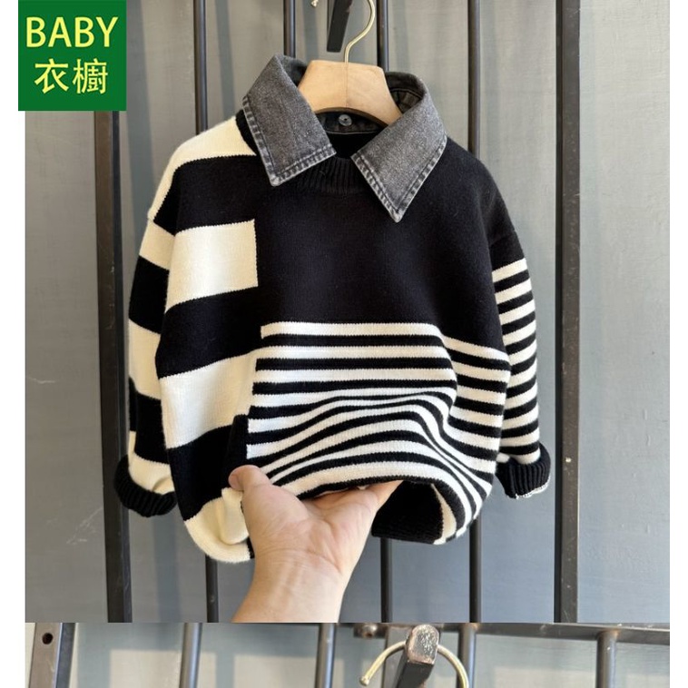 Áo sweater Giả Hai Lớp Dày Dặn Thời Trang Thu Đông 2023 Cho Bé