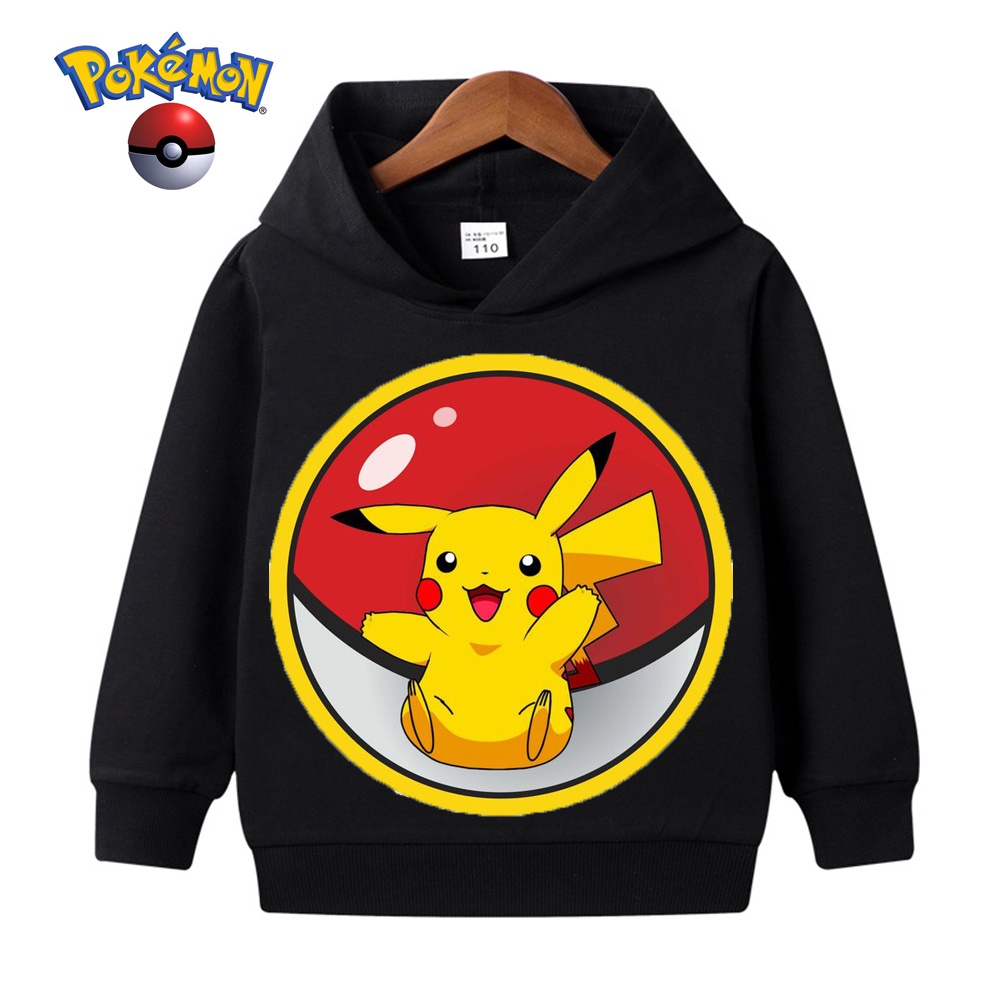 Áo hoodie Tay Dài In Hình pikachu Ngộ Nghĩnh Cho Bé Trai Thời Trang