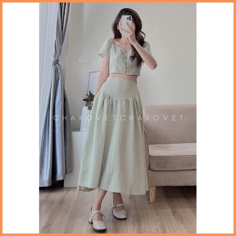 Sét bộ áo crotop và chân vây dài, chất đũi gân