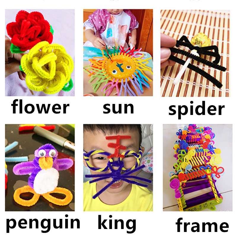 Bộ 100 Que Vải chenille Nhiều Màu Sắc Dùng Làm Sạch Thân Cây / macaron Đồ Chơi Giáo Dục Cho Bé