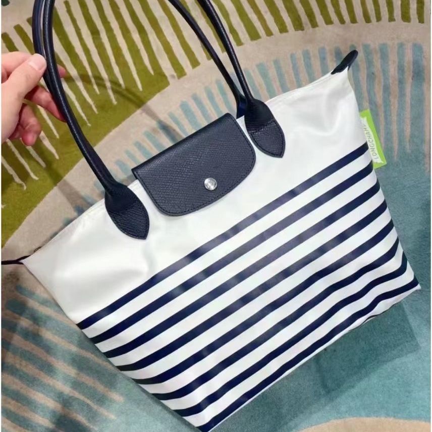 Túi Xách Đeo Vai Tay Cầm Dài Cỡ Lớn Họa Tiết Kẻ Sọc Màu Xanh navy Phong Cách Mới 2023 Cho Nữ