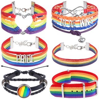 Set 6 Vòng Đeo Tay Bằng Vải Flalene In Chữ lgbt pride Thời Trang