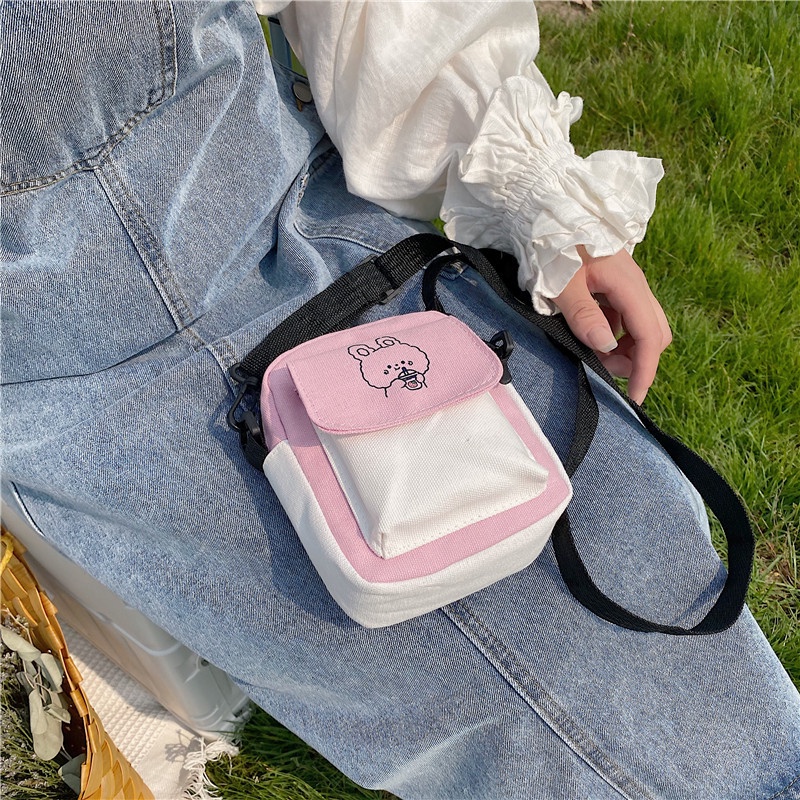 Galcheer Túi Đeo Chéo canvas Phong Cách Hàn Quốc Dễ Thương Cho Nữ