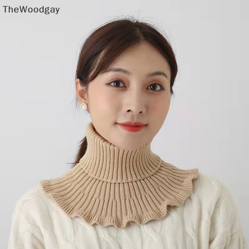 Thewoodgay Khăn Quàng Cổ Giả Dệt Kim Giả Cổ Lọ Ấm Áp Chống Gió Mùa Đông Có Thể Tháo Rời Cho Nữ en