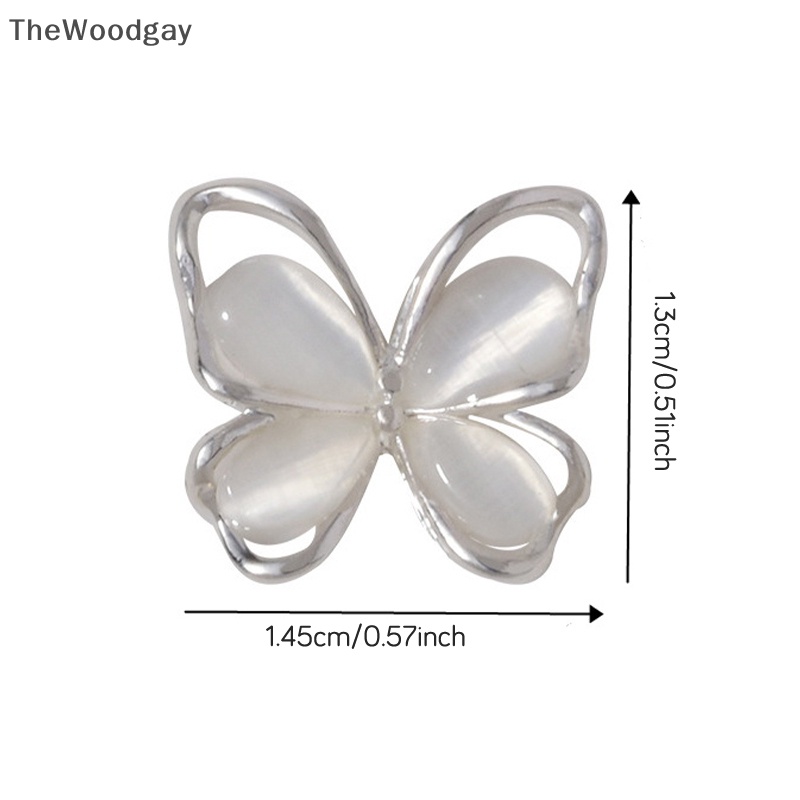 Bộ 5 Phụ Kiện Đính Trang Trí Móng Tay Hình Bướm 3d Bằng Hợp Kim Kích Thước 14.5x13mm